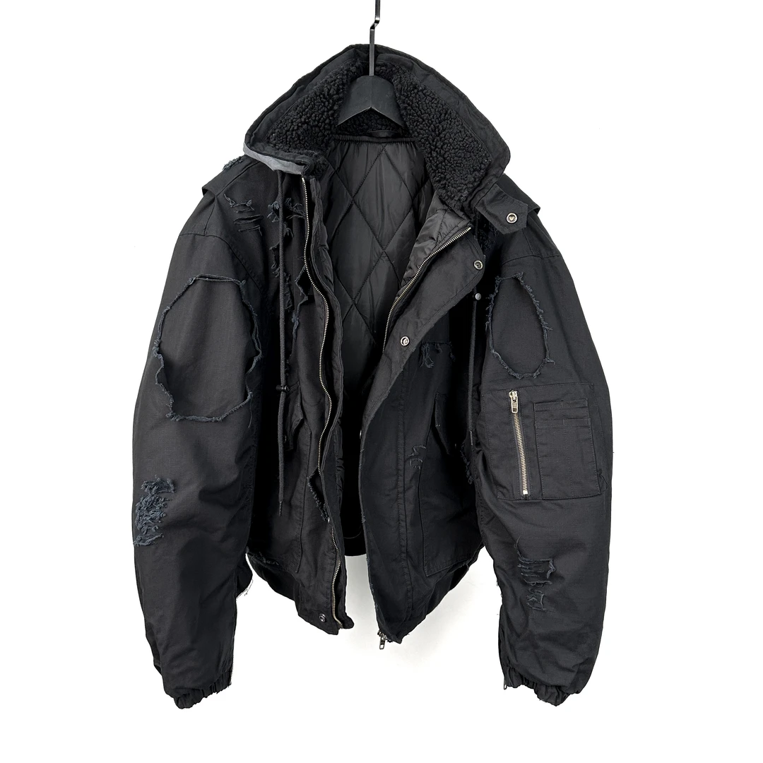 【冷目先生】高品质巴黎家正确版廓形大破坏飞行员水洗短款加厚棉服