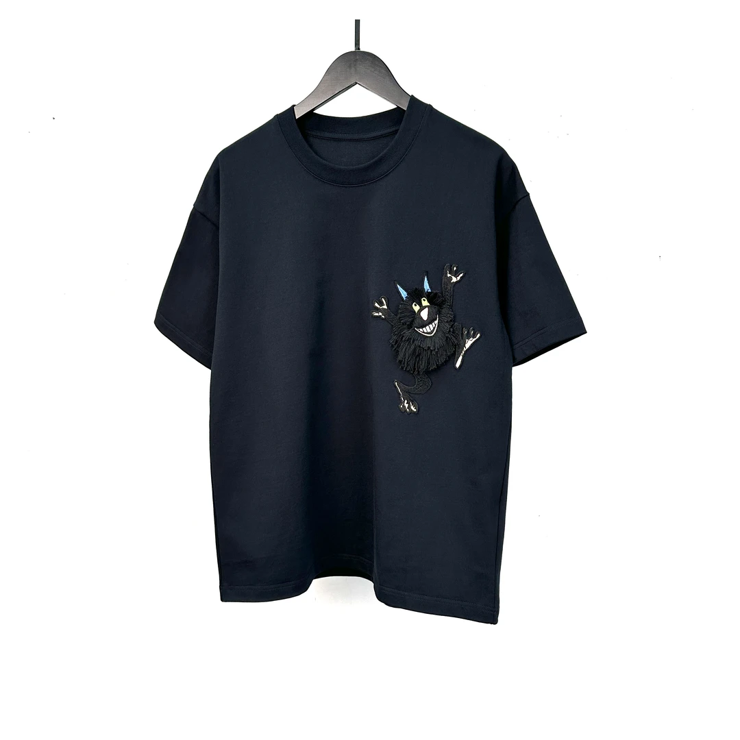 【冷目先生】 设计师款 纯棉卡通毛公仔 宽松短袖T恤   AC-2306