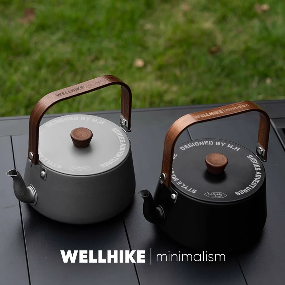 WELLHIKE户外轻野茶壶钛灰色烧水茶具露营便携泡茶煮茶套装烧水壶