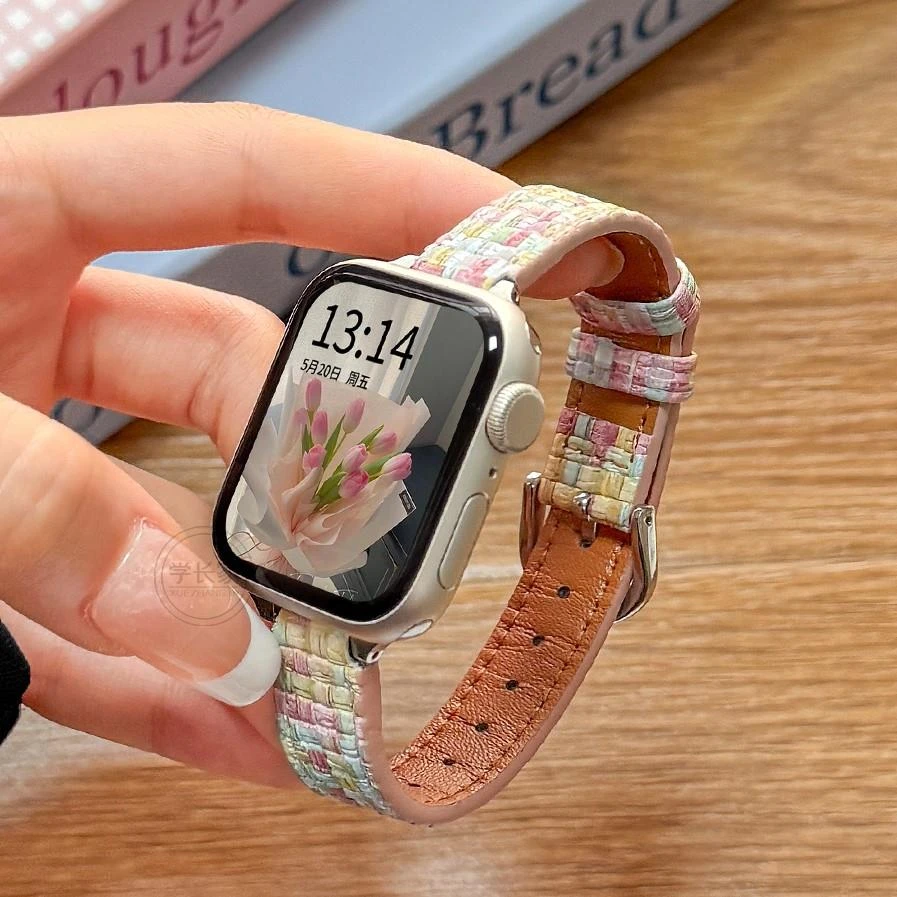 【多彩编织表带】适用applewatchs10苹果手表带iwatchs10小众s9s8