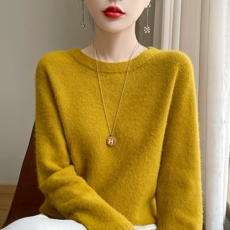 加厚一线成衣100%纯羊毛圆领针织大码毛衣