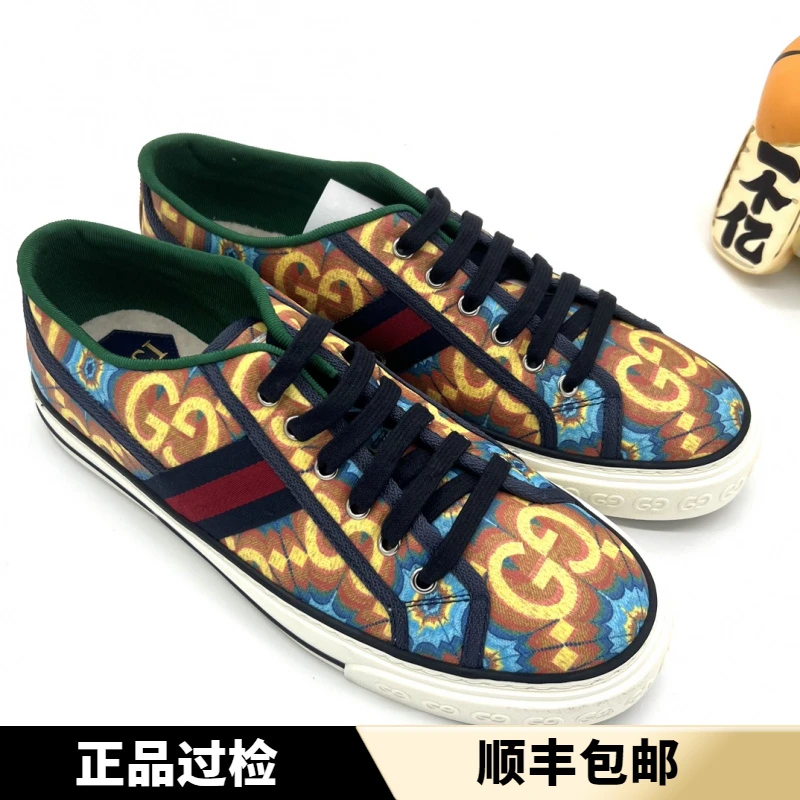 未使用 GUCCI/古驰 百周年1977系列 多色彩老花款休闲板鞋 多尺码