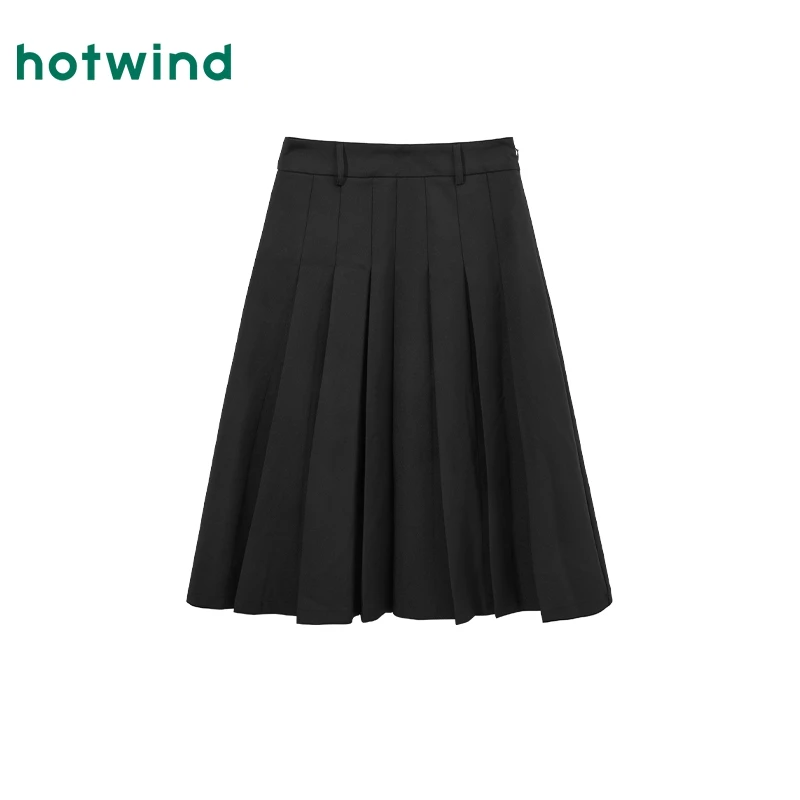 热风2024年冬季新款女士百褶长半裙F14W4800