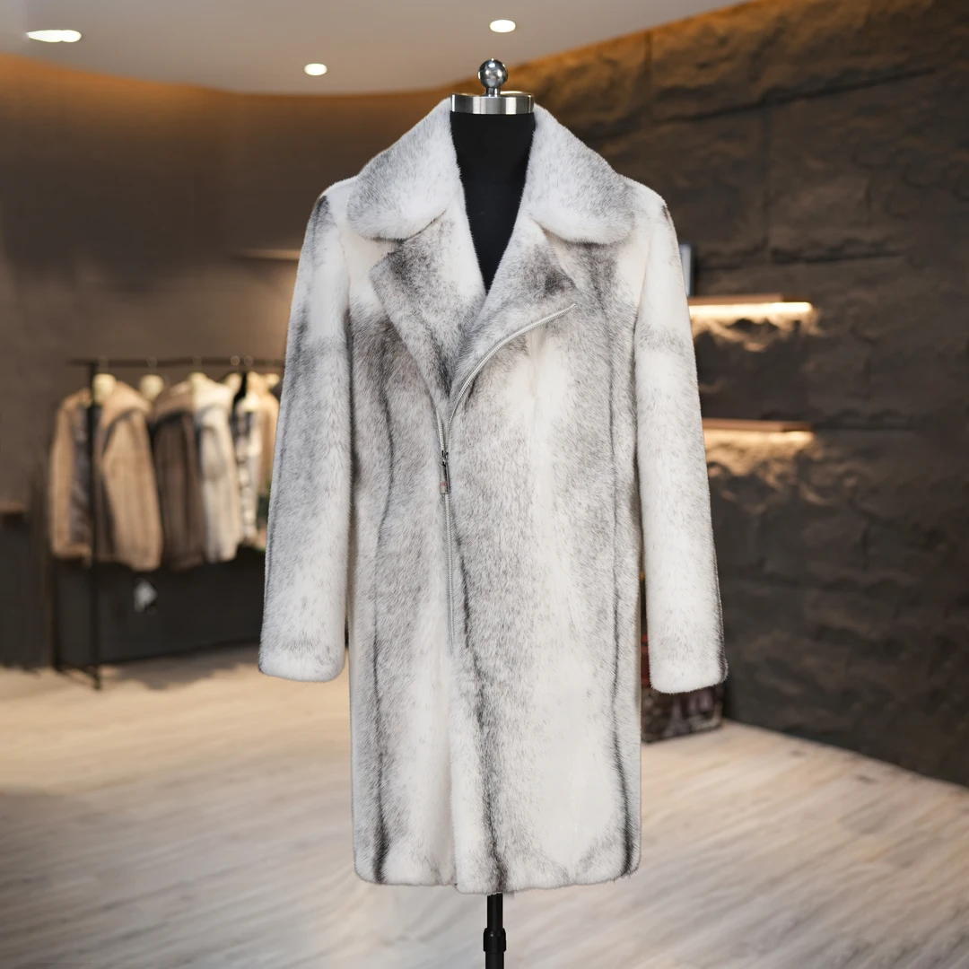 【佐奥云顿】本色黑十字1米长款丹麦紫金短二貂皮大衣冬季保暖时尚