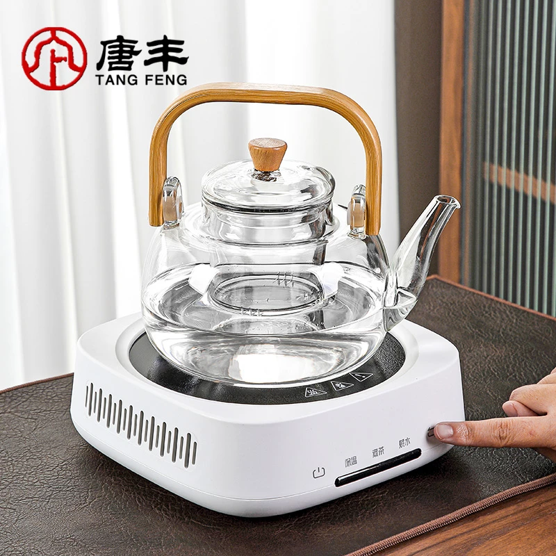 唐丰茶具煮茶器玻璃喷淋式蒸茶壶透明耐高温提梁烧茶壶多功能茶炉
