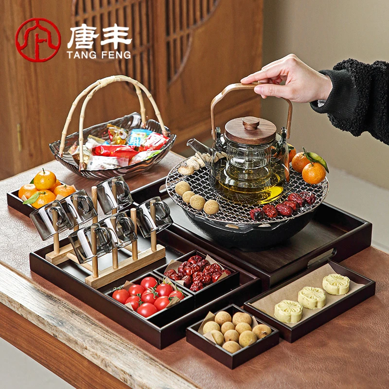 冬日围炉煮茶套装家用室内蒸煮泡茶壶电陶炉烤茶炉围炉煮茶