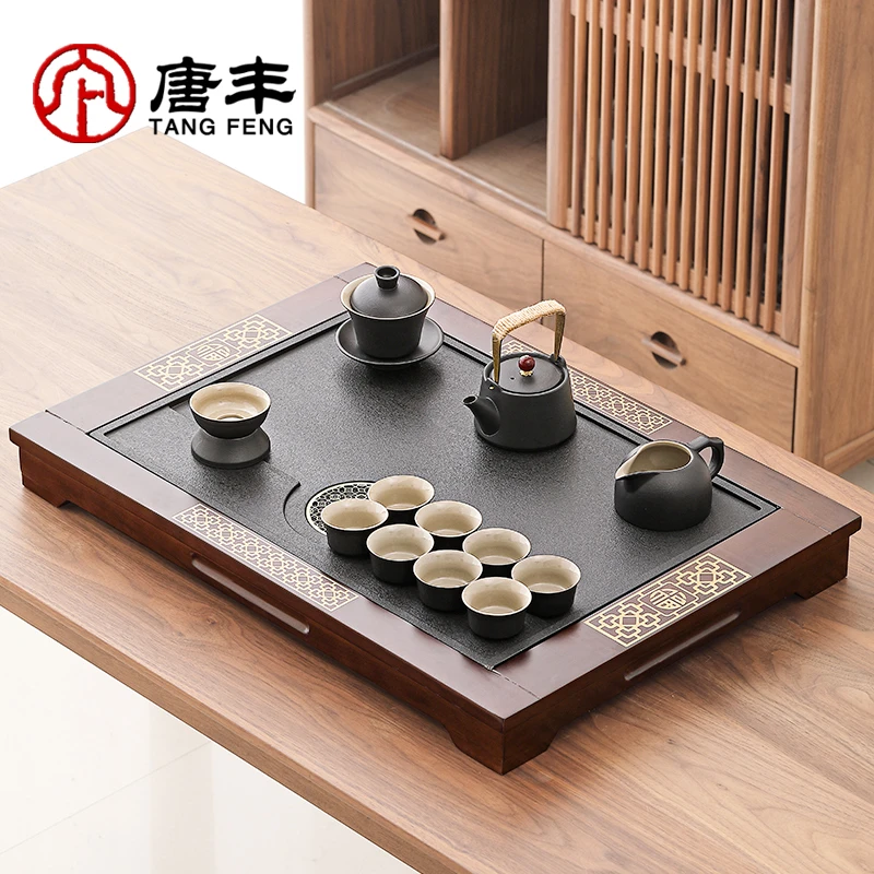 唐丰茶具茶台一整套家用中式高档长方形干泡茶盘磨砂泡茶壶喝茶杯