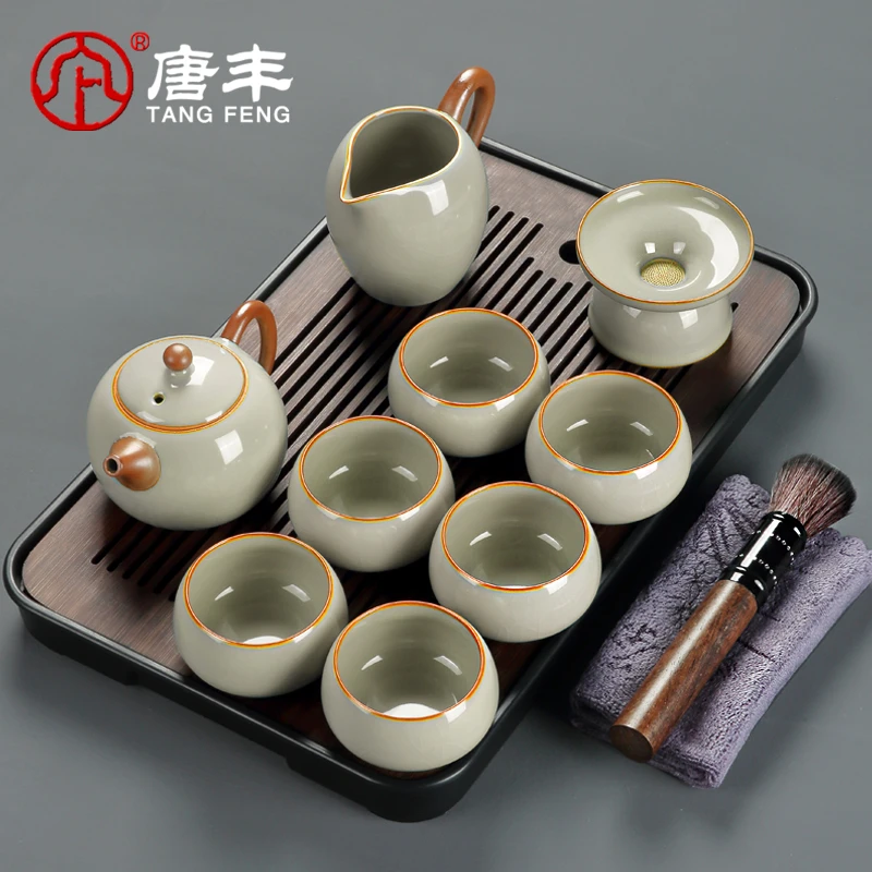 唐丰汝窑泡茶壶家用功夫主人杯茶道中式泡茶器陶瓷米黄西施壶轻奢