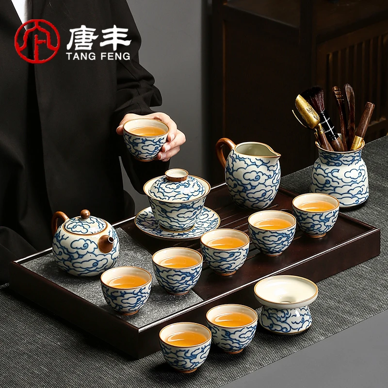 唐丰汝窑祥云茶具套装2025新款家用高档茶壶茶杯盖碗茶具全套轻奢