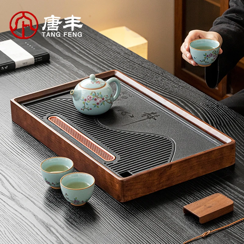 唐丰茶盘2025新款家用高档储水干泡台沥水茶托盘长方形干泡盘轻奢