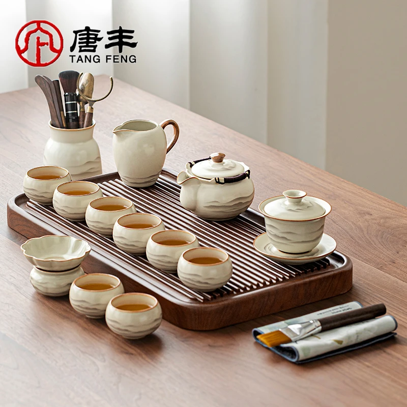 唐丰汝窑茶具套装家用办公室高档手抓壶泡茶具茶台一套新款一整套