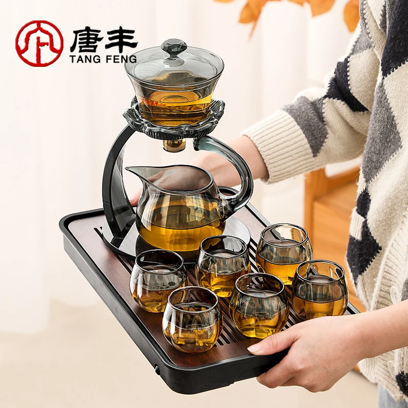 唐丰办公室功夫茶具套装玻璃自动茶具小型整套家用客厅现代简约
