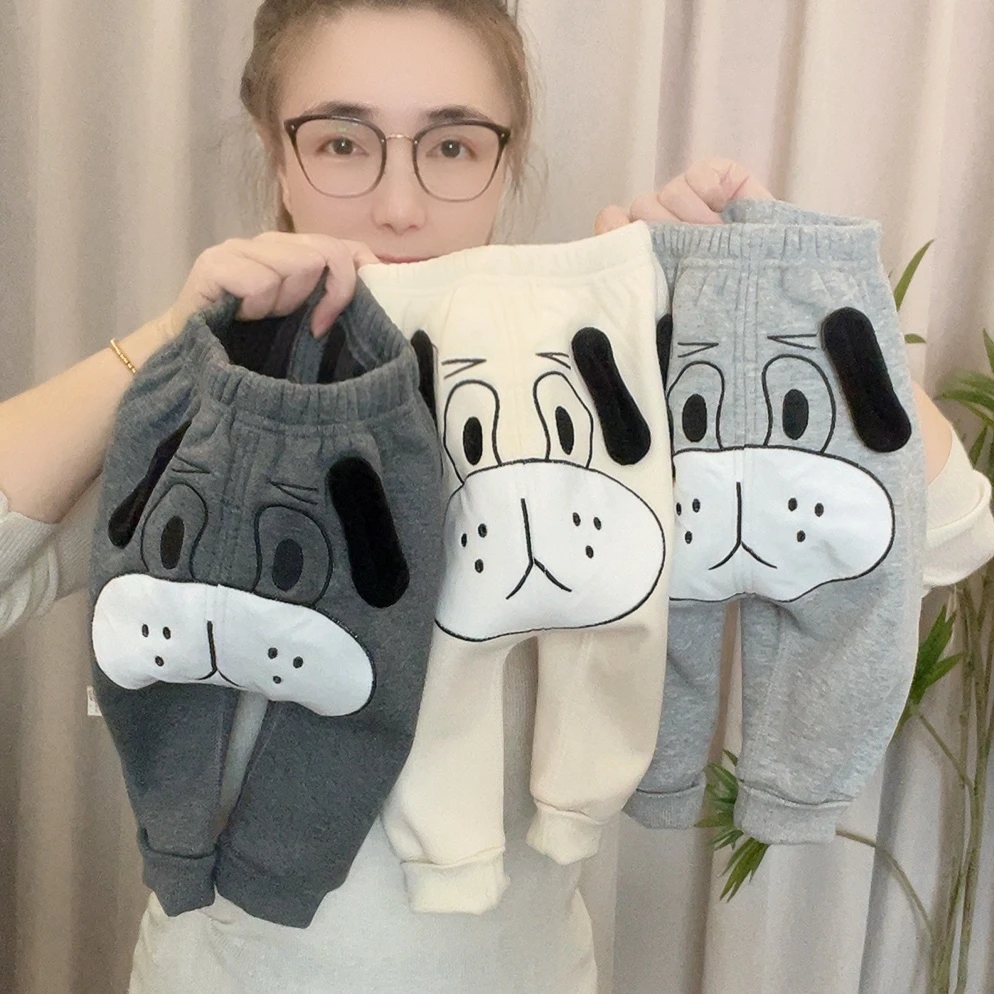 秋冬宝宝保暖裤子加绒小沙皮狗屁屁裤儿童外穿裤子