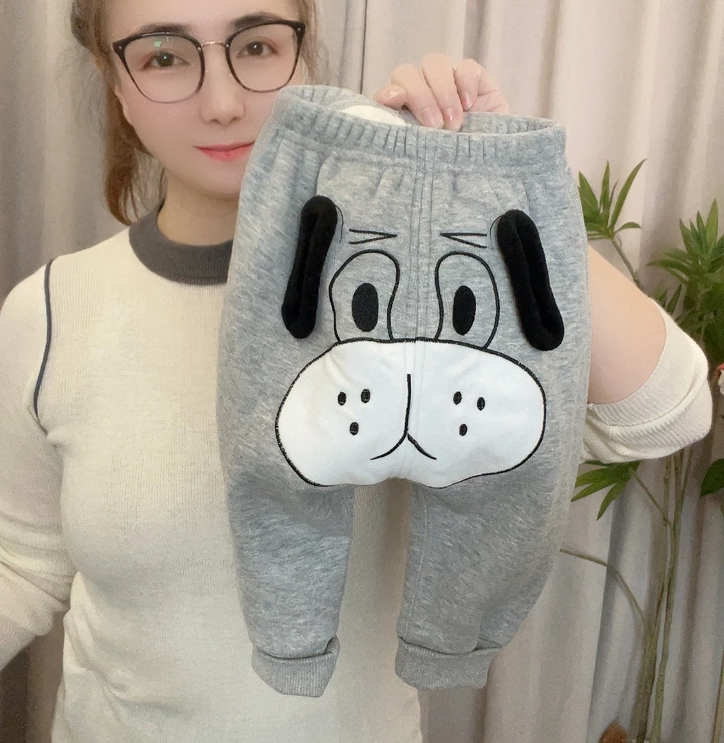 秋冬宝宝保暖裤子加绒小沙皮狗屁屁裤儿童外穿裤子