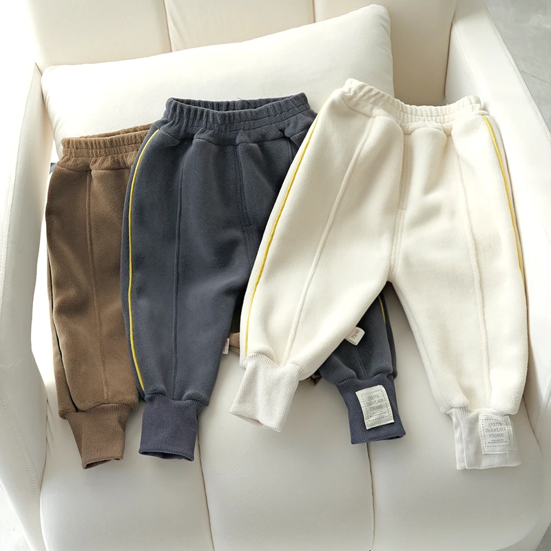 简约双面加绒加厚卫裤长裤小童秋冬儿童裤童装运动裤子宝宝洋气