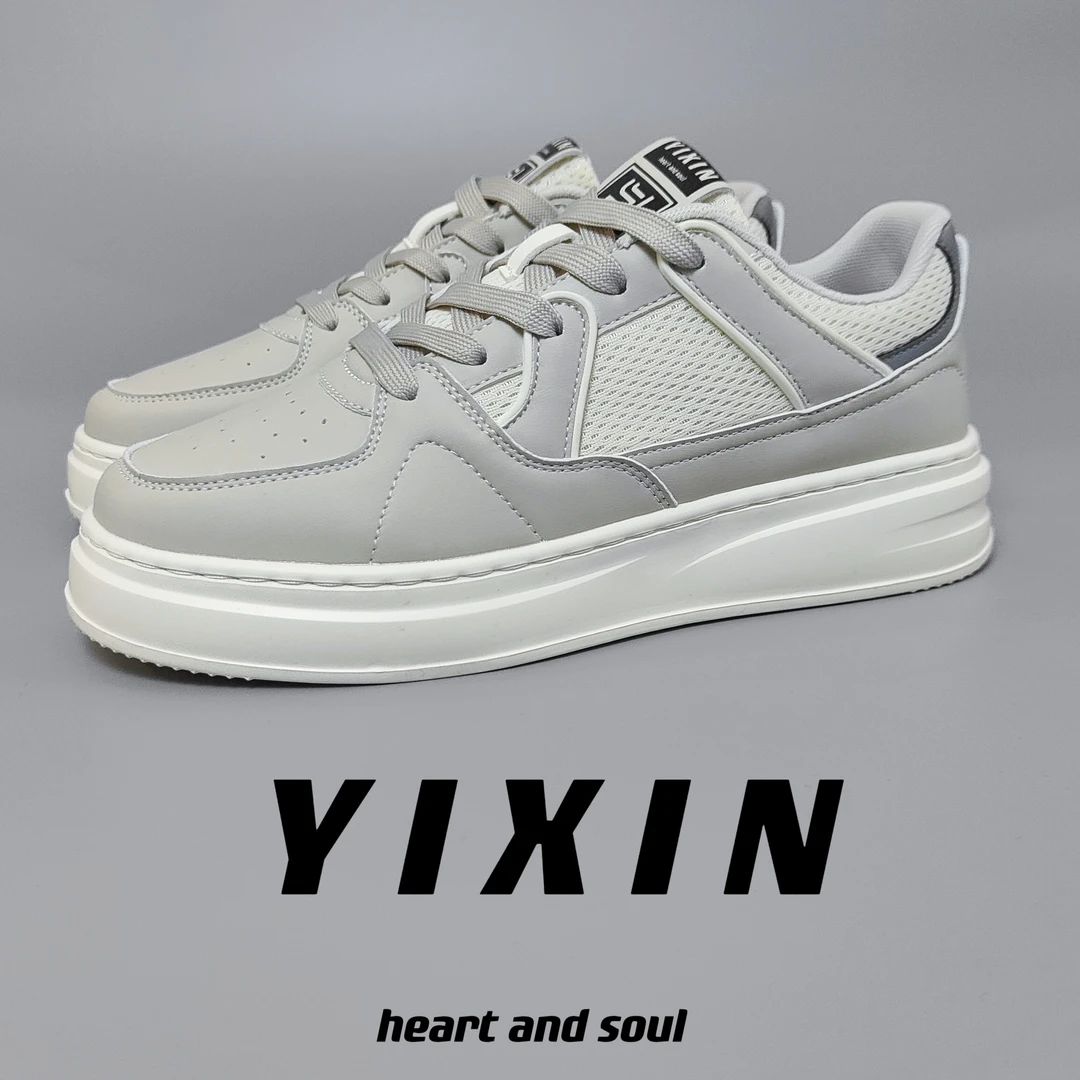 男鞋夏季透气休闲板鞋网面百搭男士低帮厚底增高轻便软底潮鞋