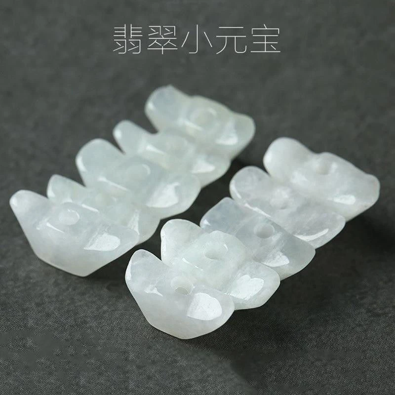 天然翡翠a货散珠白冰小元宝配件DIY串珠手编红绳手链腰链车挂