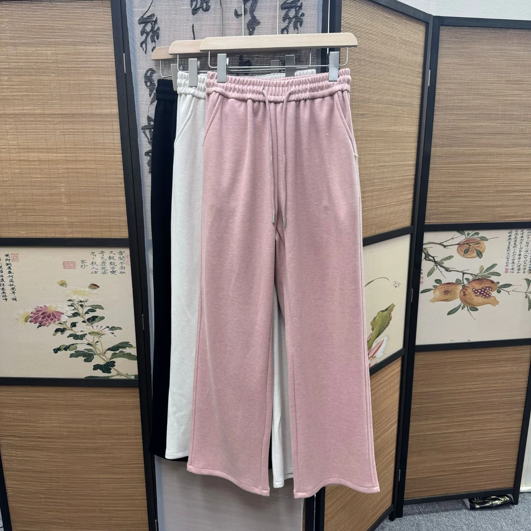 裤子运动针织高腰休闲百搭时尚垂感纯色秋冬宽松