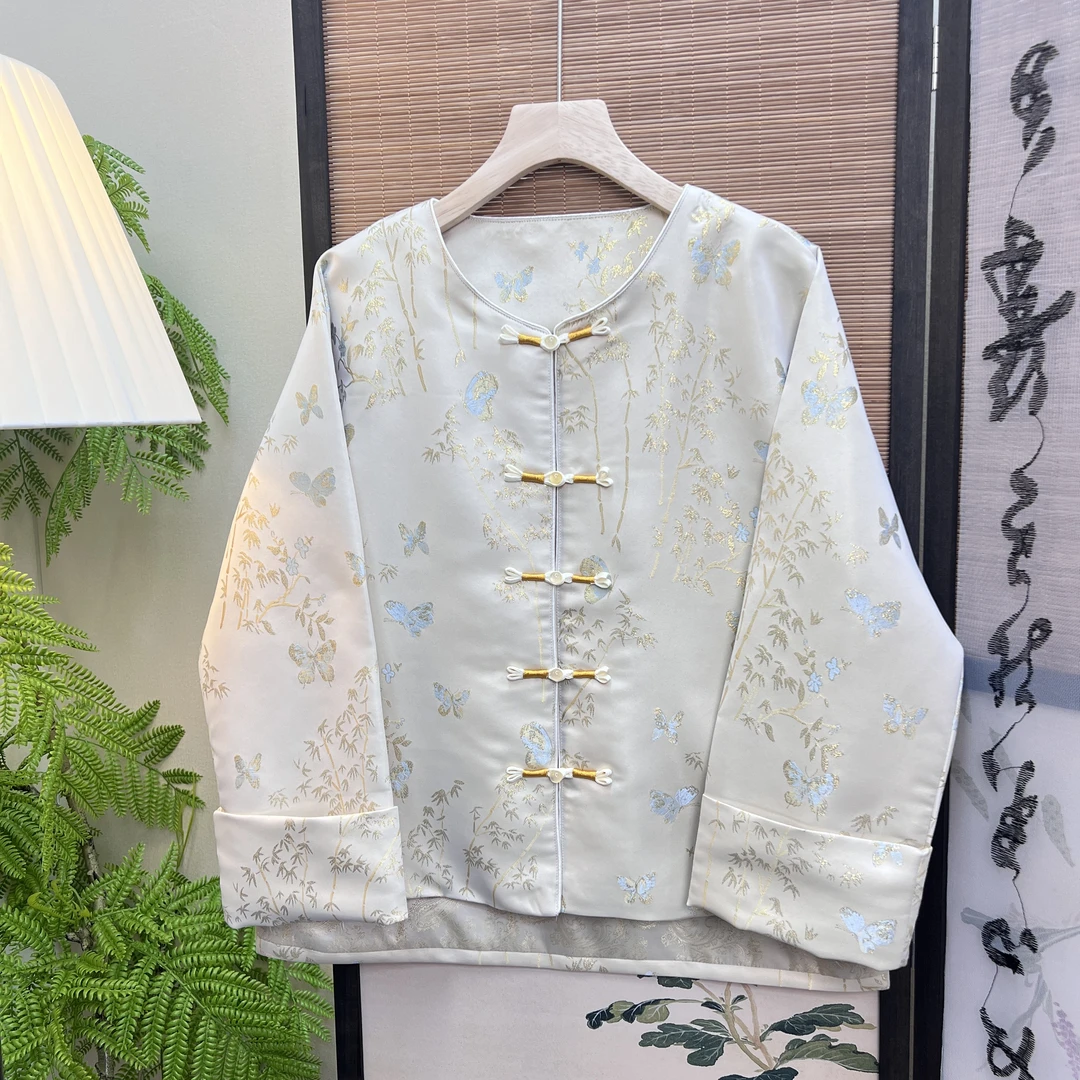 [碎月]外套女士中式中国风汉元素绣花双层古风复古