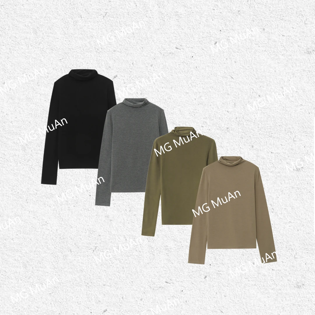 【经典堆堆领】“经典系列”定制简约纯色高领打底上衣女YJ-23652