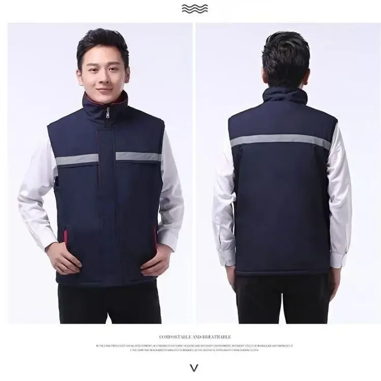 冬天加厚反光船厂劳保棉马甲男女工作服夹棉超市物业保洁马甲背心