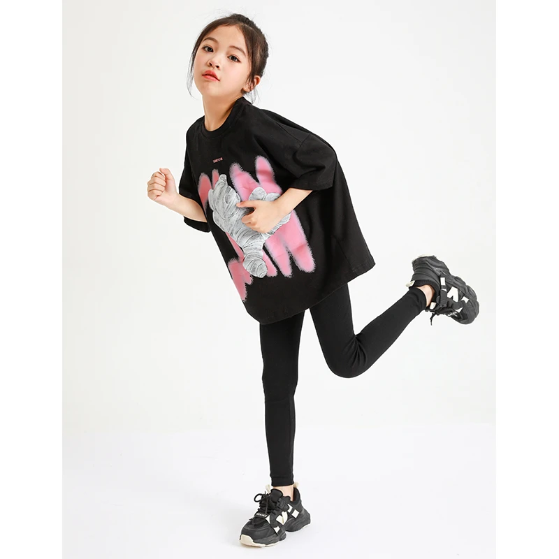 女童t恤2025夏季新款大童短袖女孩潮酷宽松洋气体恤儿童夏装上衣