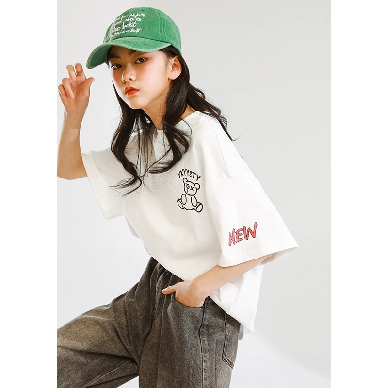 女童短袖t恤夏装儿童运动上衣2025新款大童夏季女孩又酷又飒童装