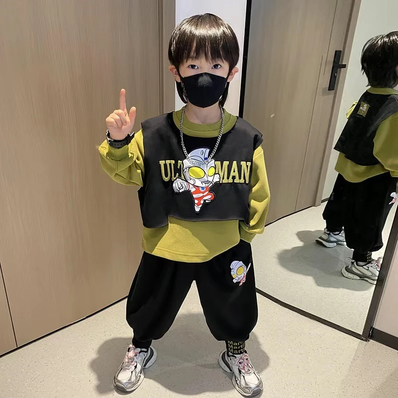 男童春装秋款韩版痞帅男小童装春秋宝宝奥特曼衣服儿童春秋三件套