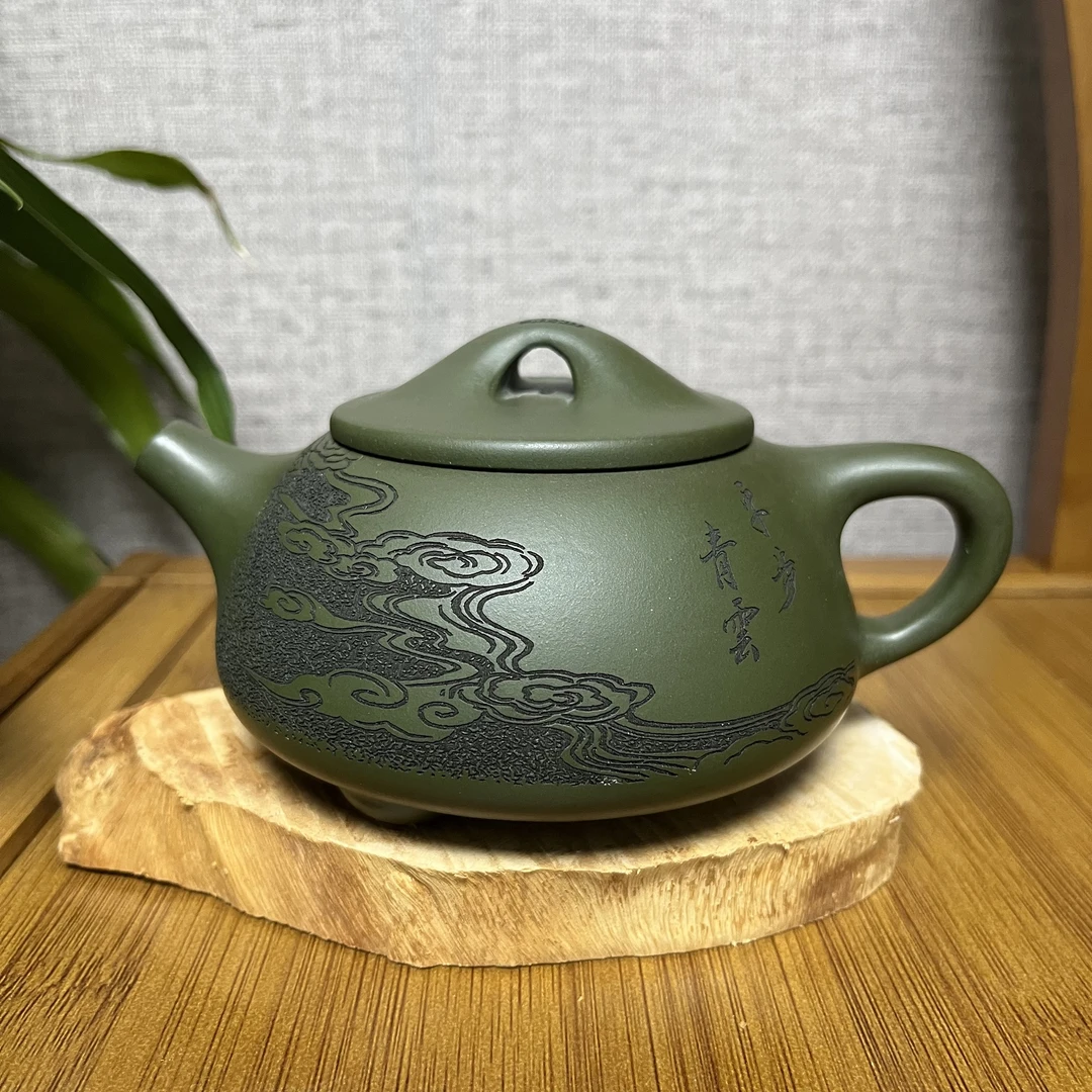 凤鸣石瓢紫砂壶-翡翠绿泥-李老师-260CC