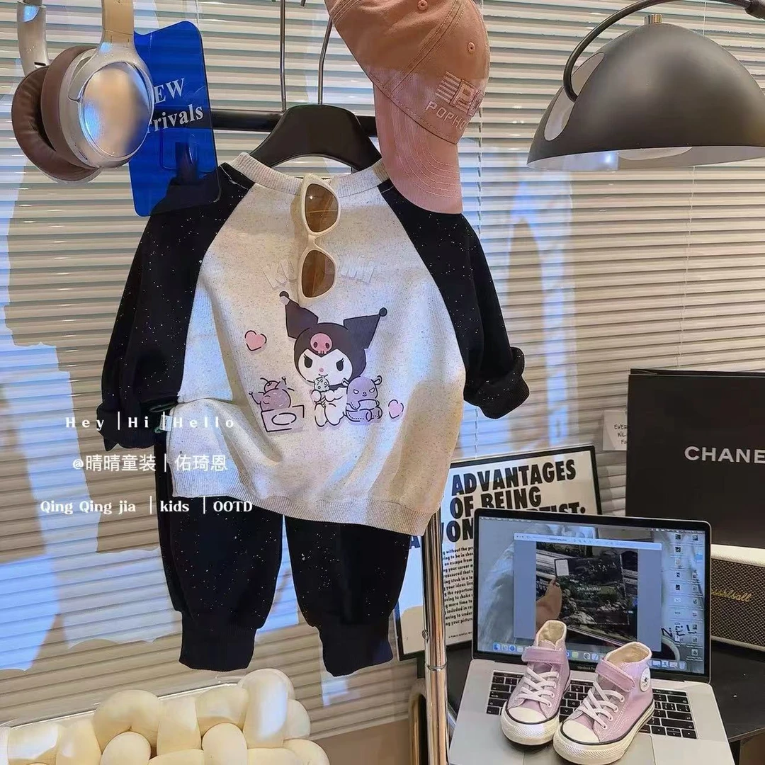 2025秋季新款男女童薄款拍拍灯卫衣套装儿童两件套宽松爆款中大童