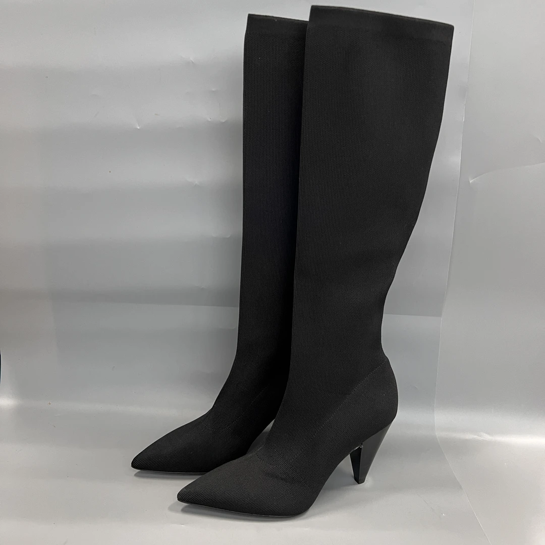全新未使用 TORY BURCH/汤丽柏琦 C318 长靴尖头细跟弹力瘦瘦靴
