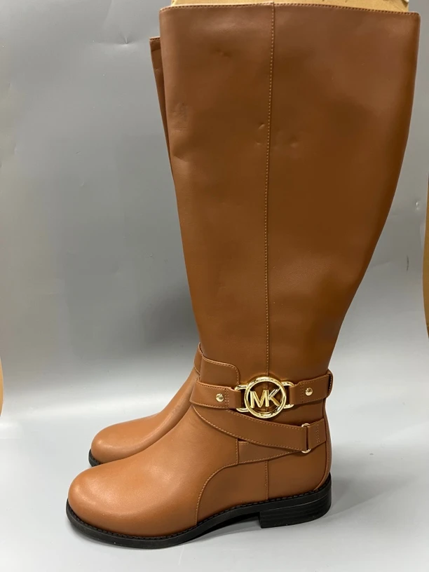 全新未使用 MICHAELKORS/迈克高仕 1625 牛皮棕色金标长靴