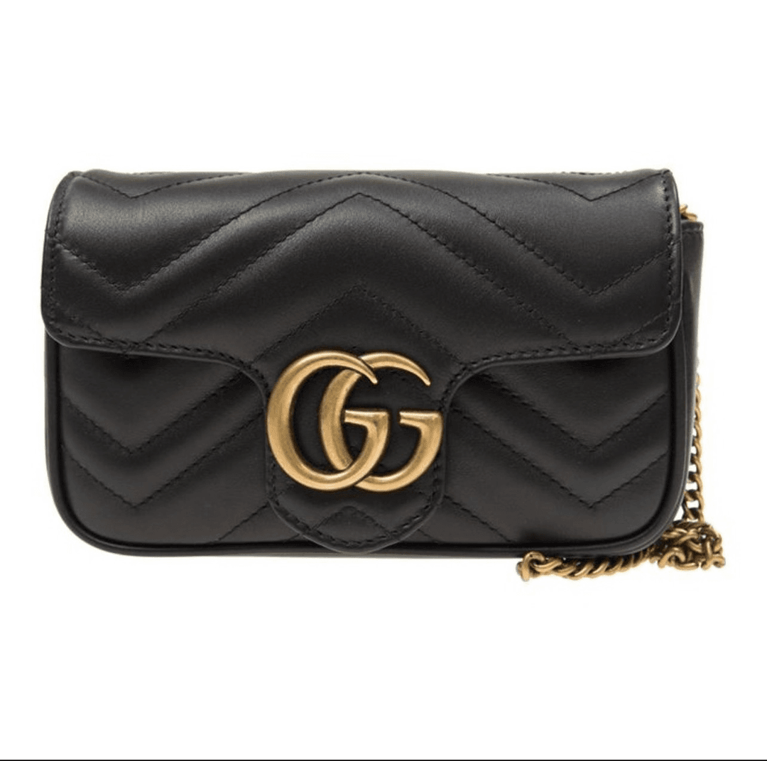全新未使用 GUCCI/古驰 GUCCI/古驰/马蒙mini/黑金色/斜挎包/全新