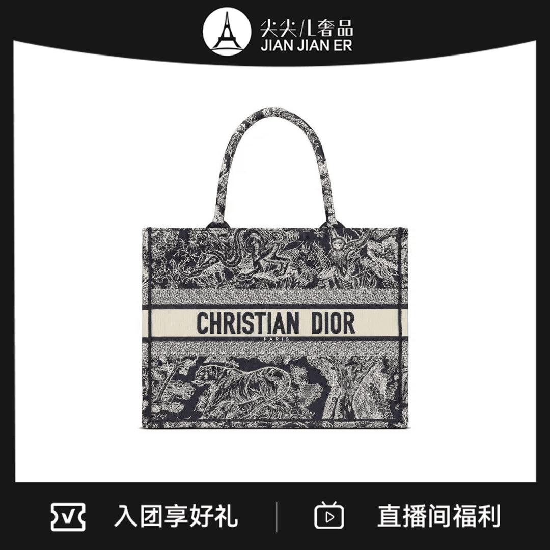 全新未使用 DIOR/迪奥 Dior/迪奥/动物园/托特包/老花/中号/全新/