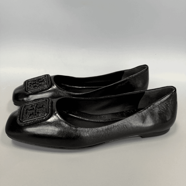 99新 TORY BURCH/汤丽柏琦 149女单鞋 （方扣里钻）黑色 皮面女平底