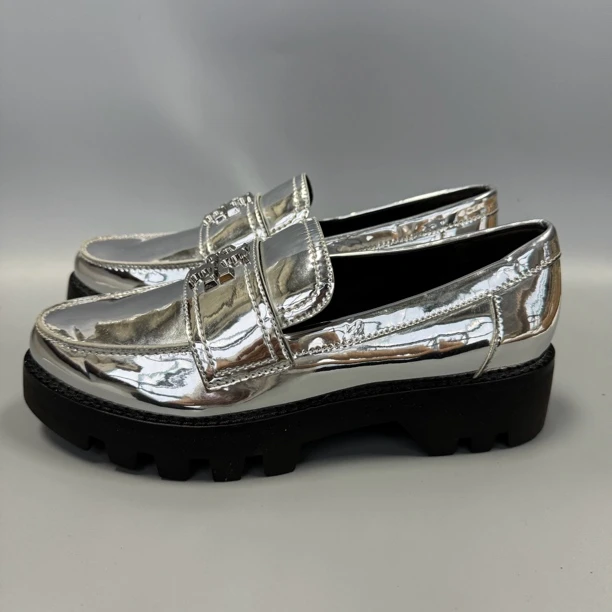 99新 TORY BURCH/汤丽柏琦 厚底女银色客服 单鞋