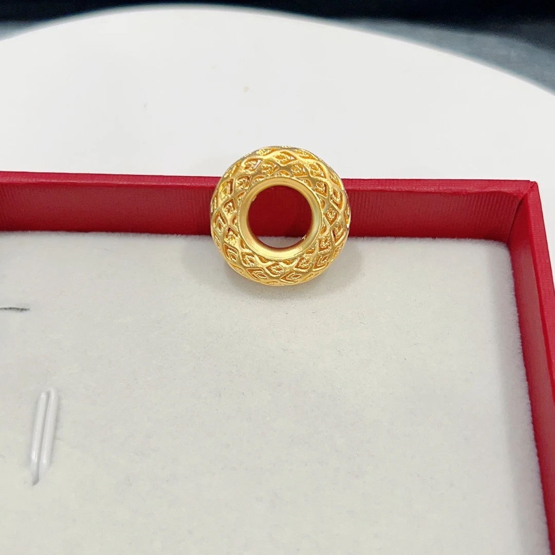 【雨文珠宝】足金999花丝甜甜圈吊坠时尚百搭平安扣简约素圈经典