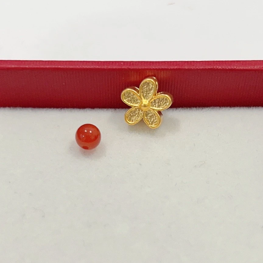 【雨文珠宝】足金999桃花黄金时尚樱花diy配件玛瑙珠5D真金精美百搭