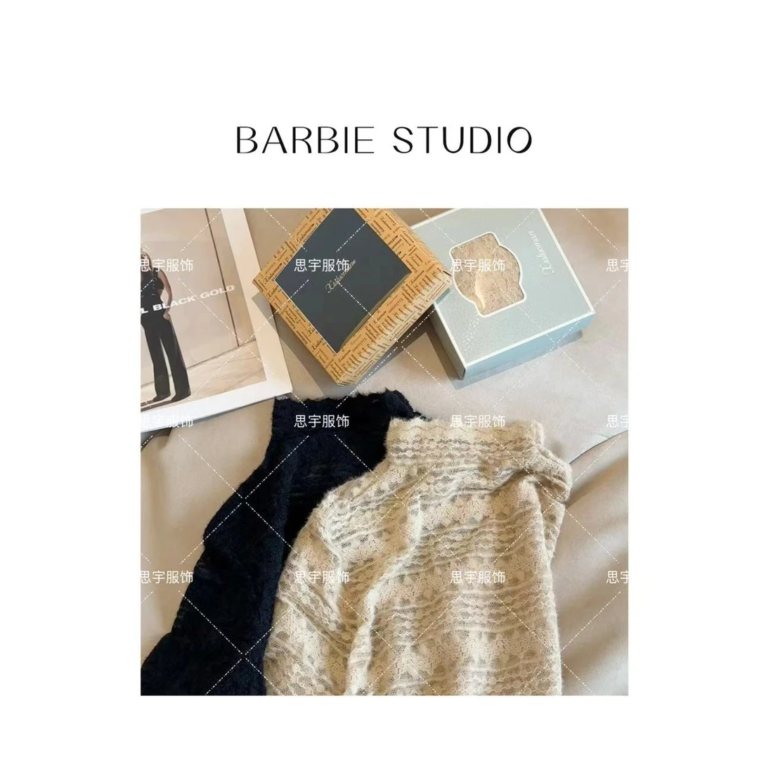 Barbie 辣酱【小气泡】秋日仙仙氛围感半高领长袖蕾丝8018