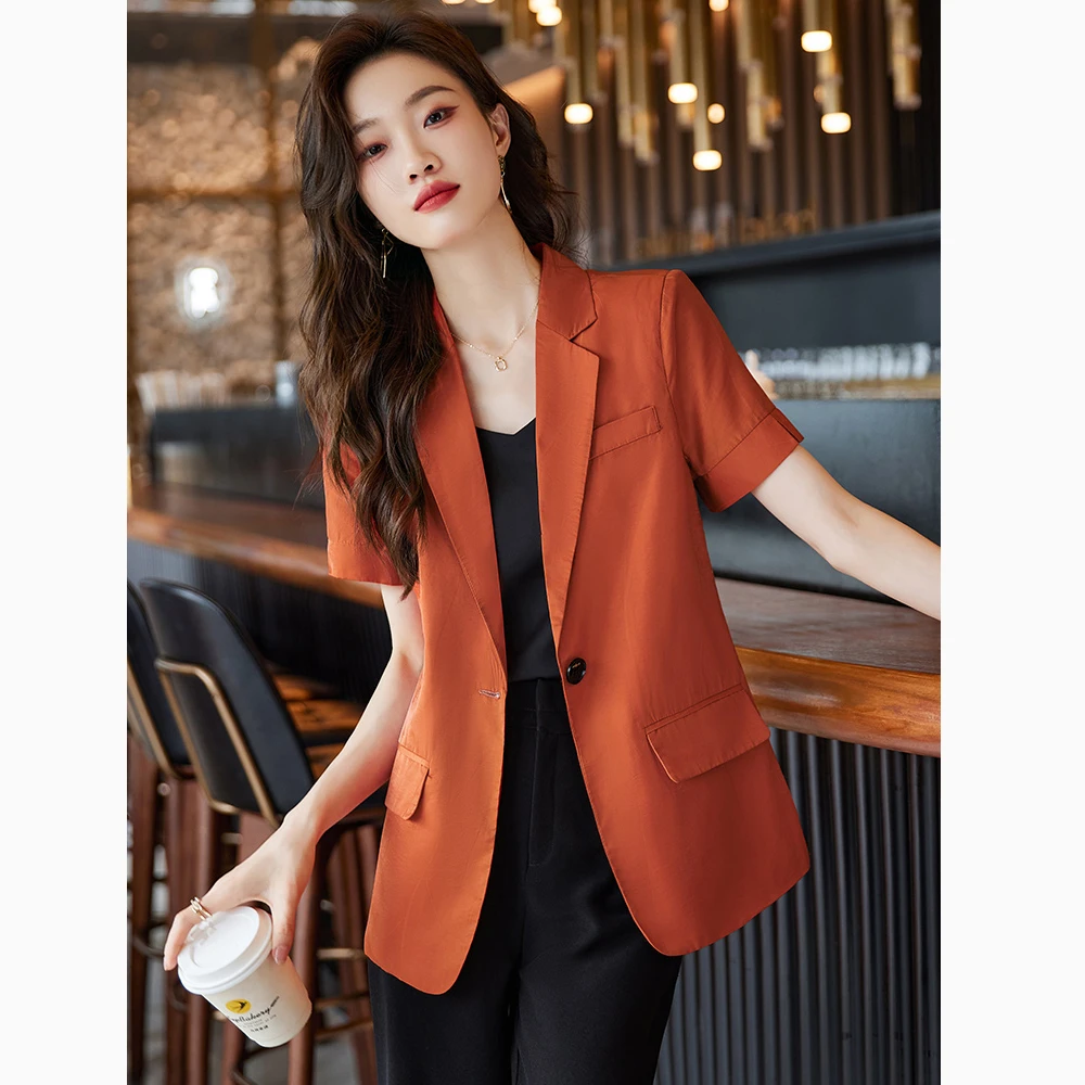 短袖西装外套女新款2025夏季冰丝薄款气质女神范宽松休闲西服上衣
