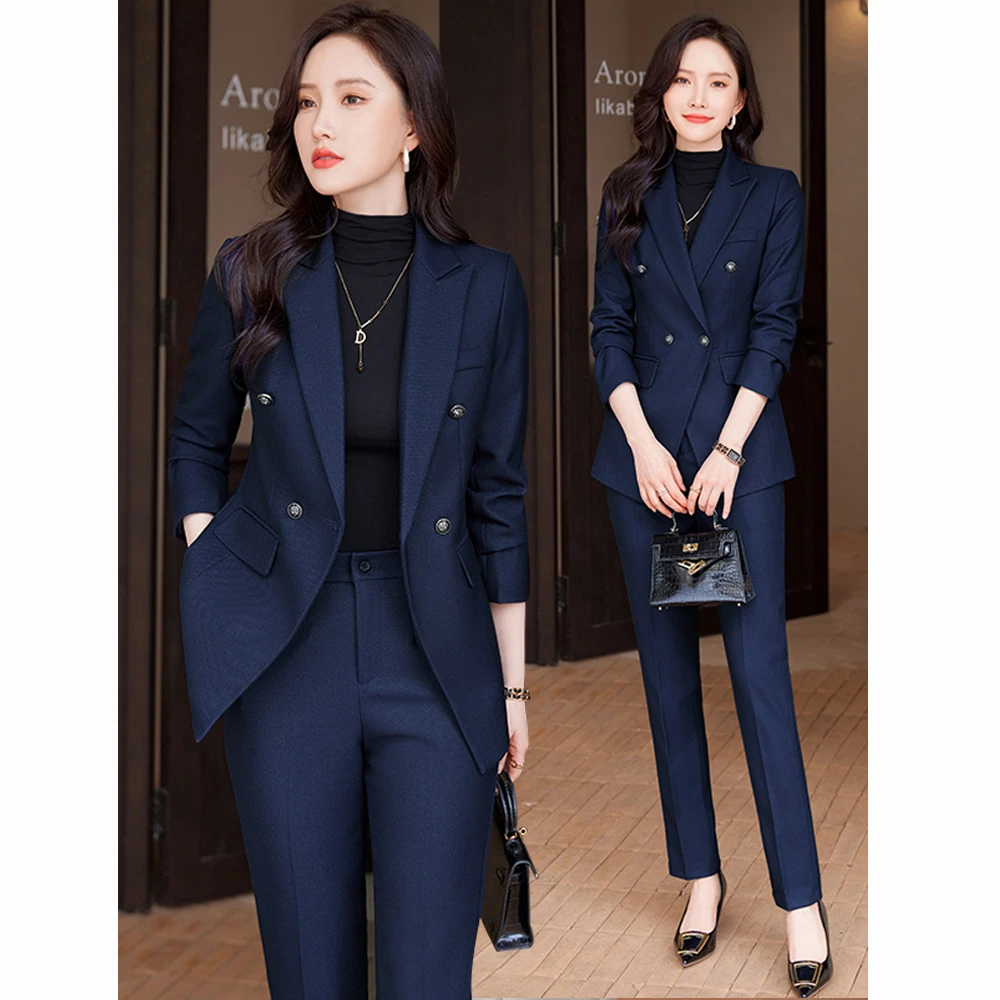 蓝色西装ol女秋冬2025通勤高端职业正装气质女神范酒店经理西服