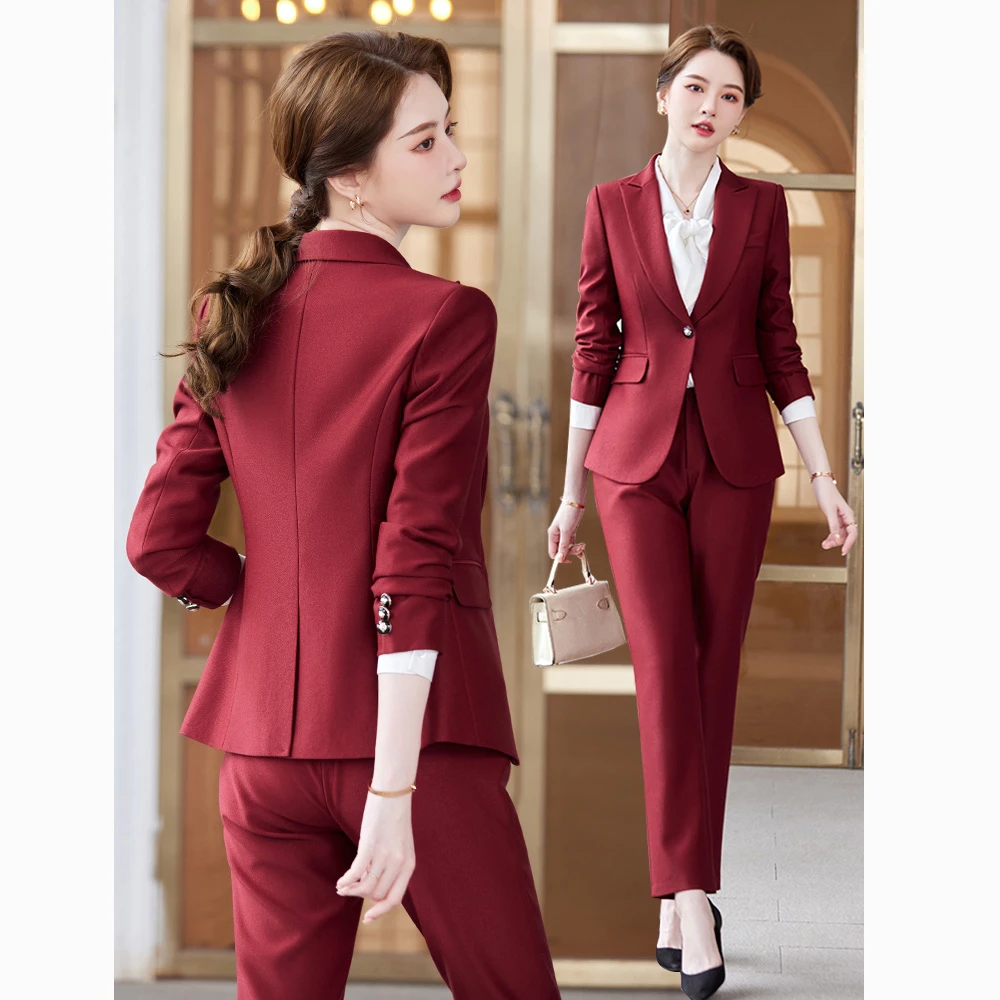 红色西装外套女2023新款高端职业装气质女神范正装时尚小西服套装