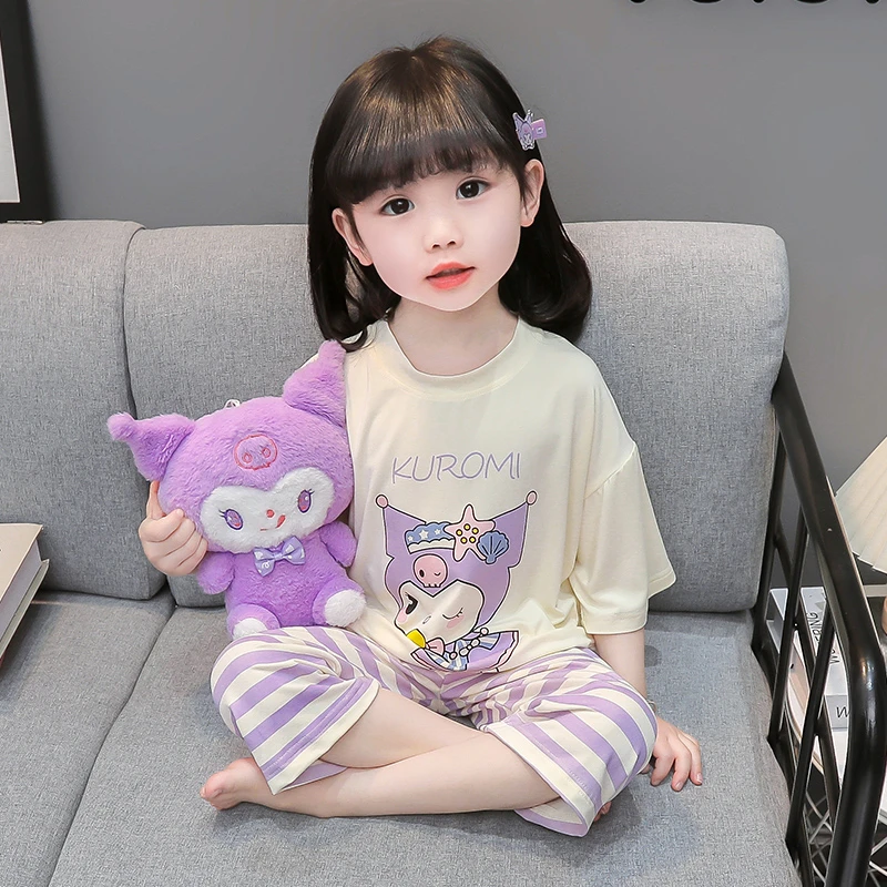 女童夏季薄款短袖库洛米睡衣儿童小女孩宝宝夏天空调服小童家居服