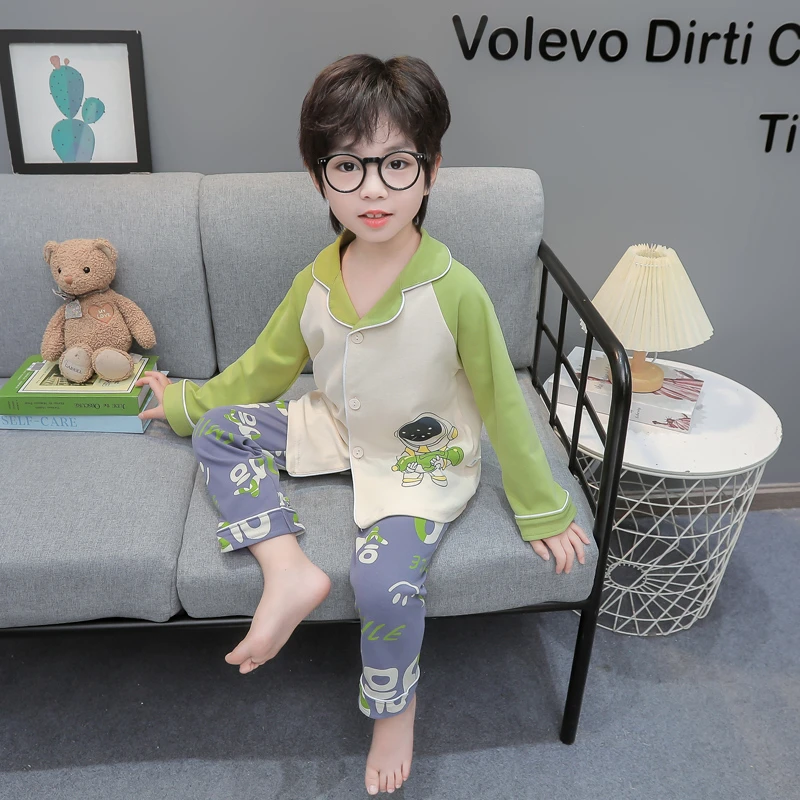 男童纯棉儿童睡衣春秋季宝宝长袖薄款青少年中大童男孩家居服套装