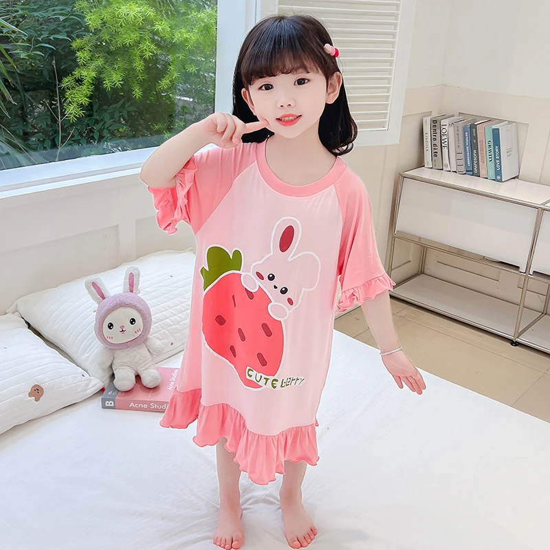 520好礼季女童睡裙莫代尔短袖夏季薄款女孩卡通公主风儿童家居服