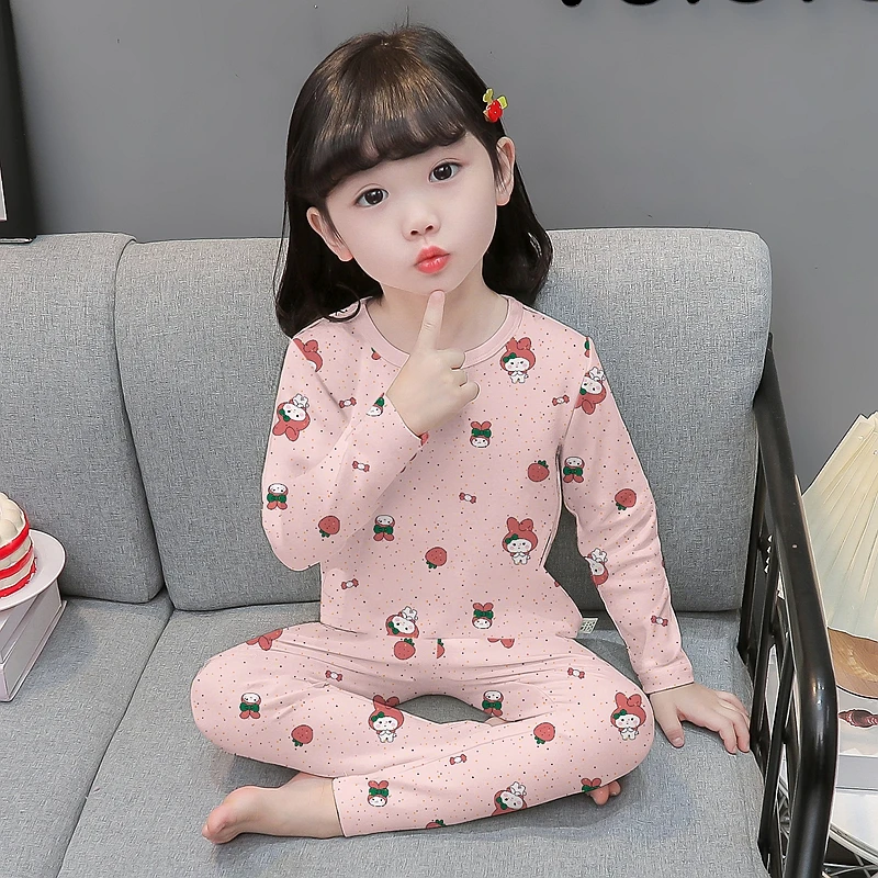 儿童春秋纯棉长袖2024新款睡衣小女孩秋季家居服宝宝全棉高腰套装