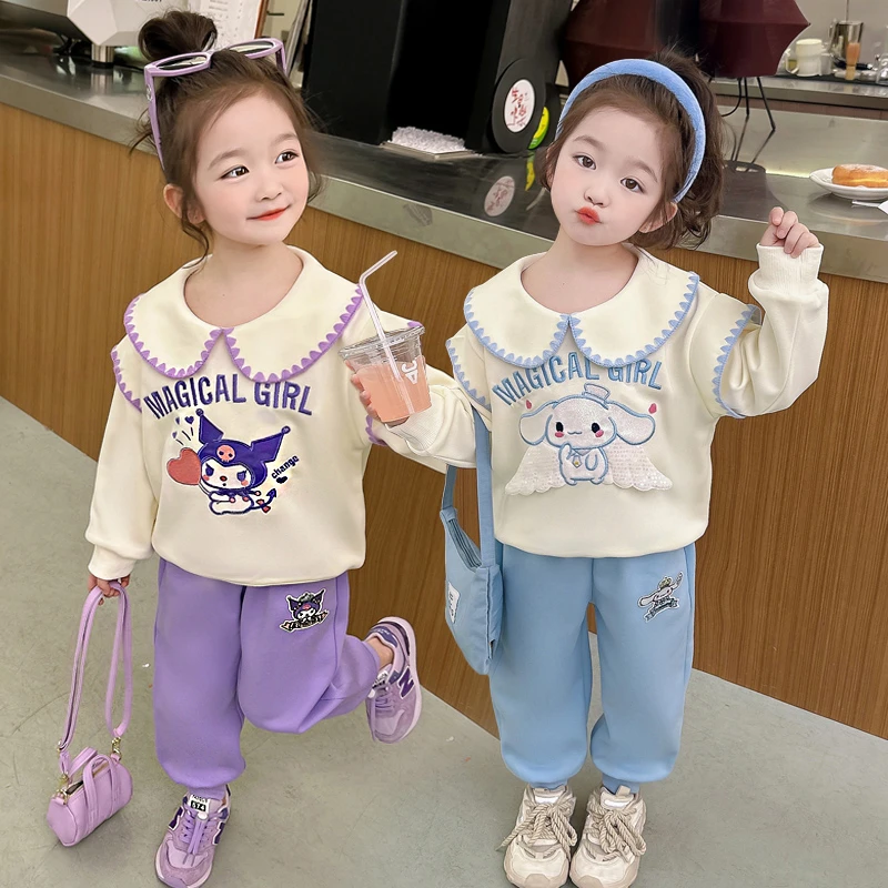 女童春秋季套装2024新款女孩洋气休闲儿童时髦秋装宝宝卡通两件套