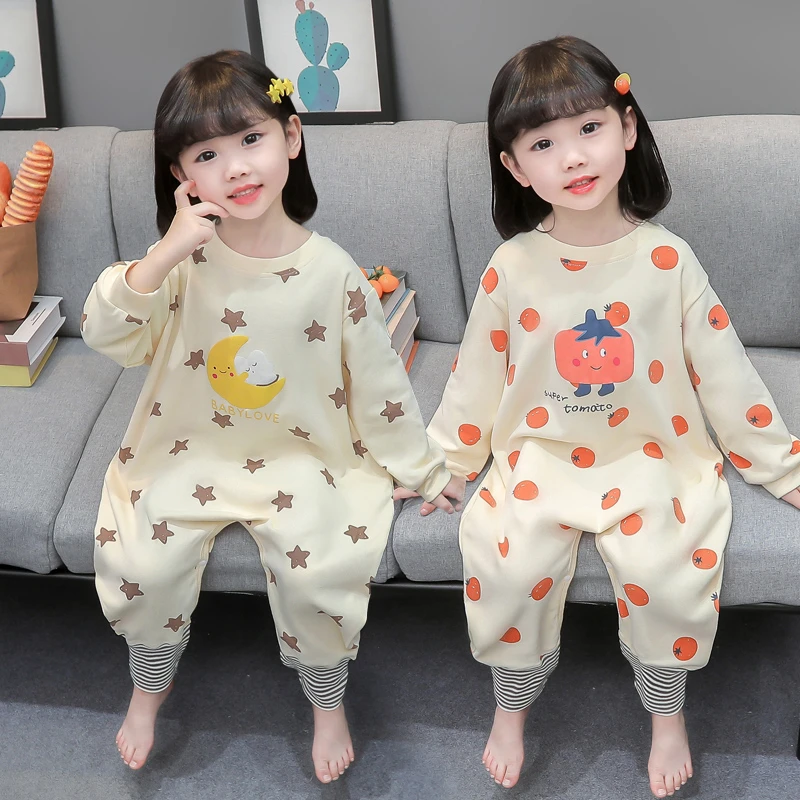 女童连身睡衣春秋季纯棉女孩秋款防着凉睡袋婴儿童薄款连体家居服