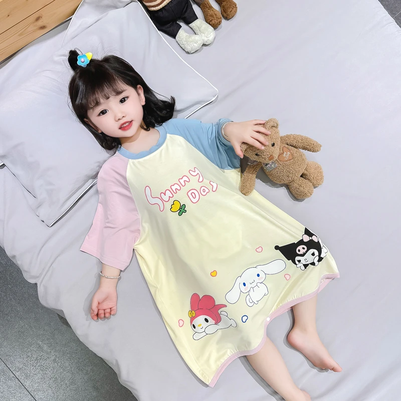 女童夏天连体睡衣宝宝薄款空调裙夏款莫代尔小女孩儿童家居服睡裙
