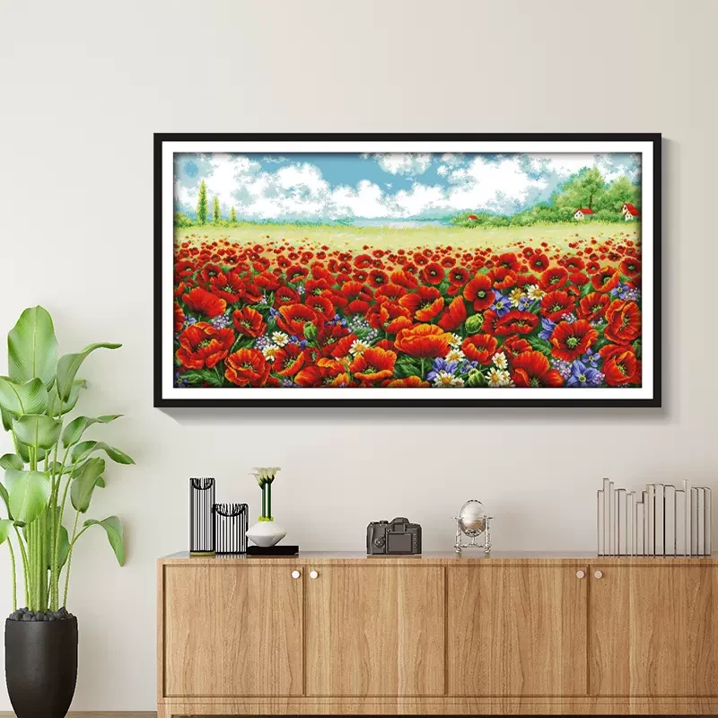 K100花海十字绣2023年新款线绣客厅卧室挂画手工DIY